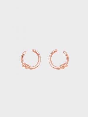 Charles & Keith Sculptural Hoop Earrings Rosa Gold | VNAB37024