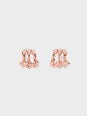 Charles & Keith Sculptural Stud Earrings Rosa Gold | YAJF42578
