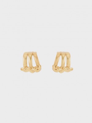 Charles & Keith Sculptural Stud Earrings Gold | WNXU80137