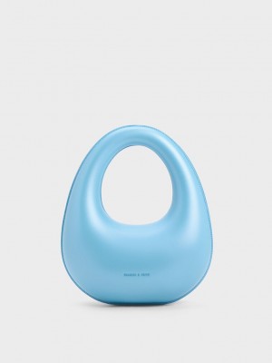 Charles & Keith Sculptural Top Handle Moon Bag Blau | BJRG67290