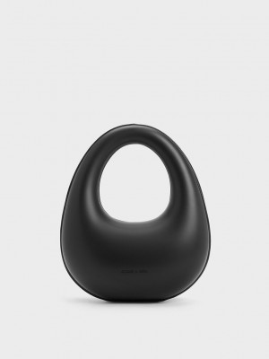 Charles & Keith Sculptural Top Handle Moon Bag Schwarz | BCFW57104