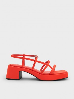 Charles & Keith Selene Flower-Schnallen Riemchen Sandals Rot | ZIBR76081
