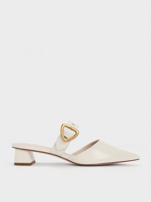 Charles & Keith Sepphe Cut-Out Absatz Mules Weiß | BTGN14627
