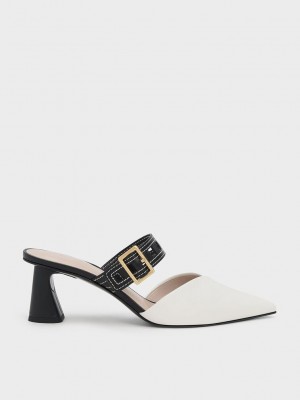 Charles & Keith Sepphe Cut-Out Riemen Absatz Mule Pumps Weiß | LTAB98713