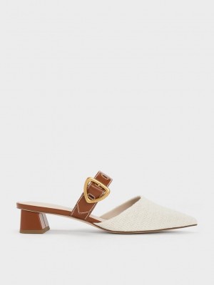 Charles & Keith Sepphe Cut-Out Tweed Absatz Mules Mehrfarbig | XIVQ48503