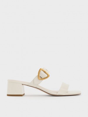 Charles & Keith Sepphe Metallic Schnallen Absatz Mules Rosa | ONMV26018