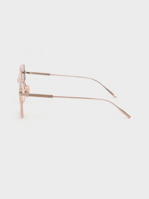 Charles & Keith Seraphina Panelled Temples Butterfly Sunglasses Rosa | TDNC60981