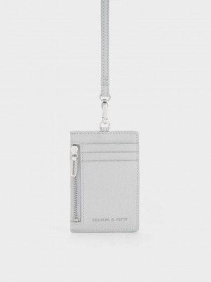 Charles & Keith Side Zip Card Holder Hellgrau | EDKV87013