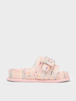 Charles & Keith Sinead Tweed Buckled Badelatschen Sandals Mehrfarbig | HMNR24076