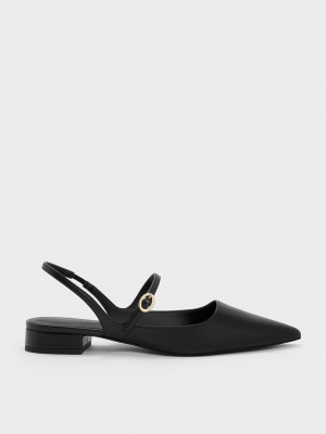 Charles & Keith Slingback Mary Jane Flats Schwarz | MYRF53186
