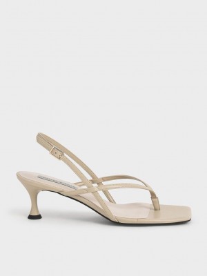 Charles & Keith Slingback Tanga Sandals Braun | CHPN26583