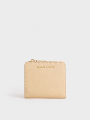 Charles & Keith Snap Button Card Holder Beige | FXGB52743