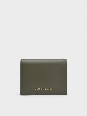 Charles & Keith Snap Button Mini Kurzes Wallet Olivgrün | MZLT47326