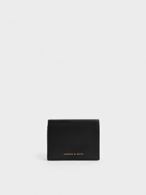 Charles & Keith Snap Button Mini Kurzes Wallet Schwarz | ELAQ15874
