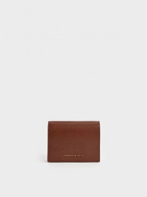 Charles & Keith Snap Button Mini Kurzes Wallet Schokolade | DRKF40357