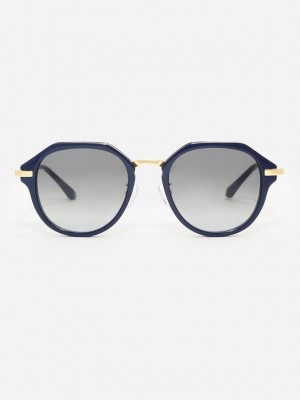 Charles & Keith Solana Angular Oval Sunglasses Navy | OUJT20456