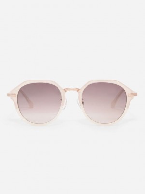 Charles & Keith Solana Angular Oval Sunglasses Rosa | UCZP08274