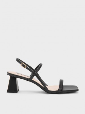 Charles & Keith Square-Kappe Riemchen Sandals Schwarz | PDIM21830