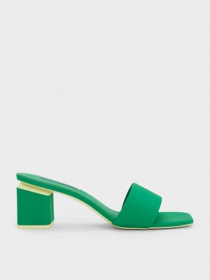 Charles & Keith Square Block Heel Mules Grün | LTPE28351