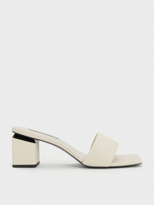 Charles & Keith Square Block Heel Mules Rosa | TNFU58193