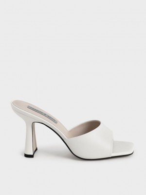 Charles & Keith Square Kappe Absatz Mules Weiß | TUQC34085