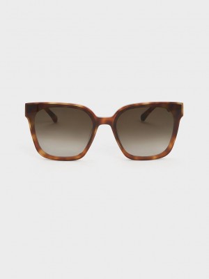 Charles & Keith Square Thick-Frame Sunglasses | FCRU19328