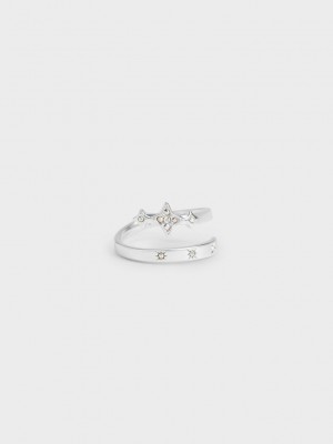Charles & Keith Star Motif Crystal-Embellished Ring Silber | LRJP49703