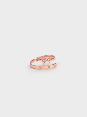Charles & Keith Star Motif Crystal-Embellished Ring Rosa Gold | TBXD23685