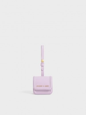 Charles & Keith Stitch-Trim AirPods Pouch Lila | PWHS43125