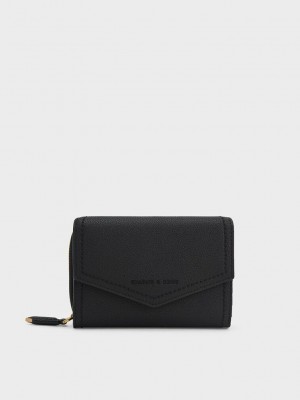 Charles & Keith Stitch Trim Envelope Wallet Schwarz | AUZY90457