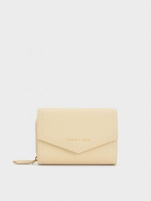 Charles & Keith Stitch Trim Envelope Wallet Beige | SUCR29076