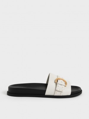 Charles & Keith Studded Schnallen Badelatschen Sandals Rosa | DCRX78652