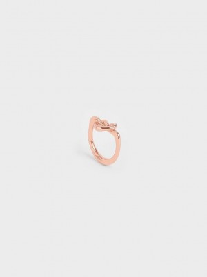 Charles & Keith Swarovski Crystal Embellished Heart Ring Rosa Gold | WVZU02983