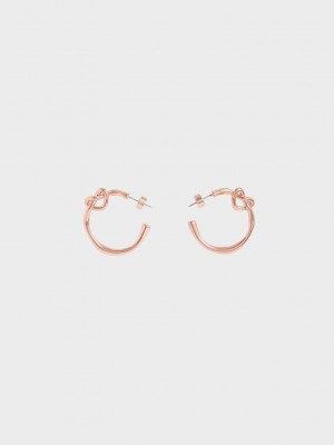 Charles & Keith Swarovski Crystal Embellished Heart Hoop Earrings Rosa Gold | RIAK16782