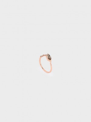 Charles & Keith Swarovski Crystal Geometric Ring Rosa Gold | TOVN53810