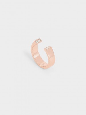 Charles & Keith Swarovski Crystal Open Ring Rosa Gold | WSHM72309