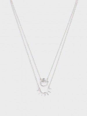 Charles & Keith Swarovski Crystal Pendant Princess Necklace Silber | NHFX24753