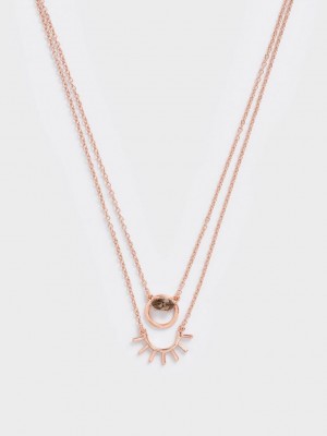 Charles & Keith Swarovski Crystal Pendant Princess Necklace Rosa Gold | WNMK49387