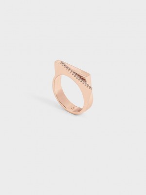 Charles & Keith Swarovski Crystal Studded Ring Rosa Gold | RFQV48135