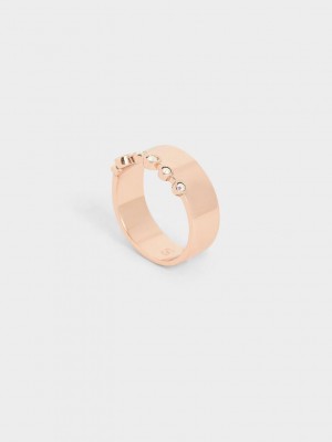 Charles & Keith Swarovski Crystal Studded Ring Rosa Gold | SWUH85324