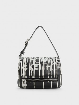 Charles & Keith Swing Graffiti-Print Chain-Handle Bag Mehrfarbig | WTXU47389
