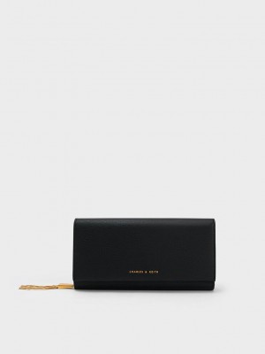 Charles & Keith Tassel Detail Long Wallet Schwarz | JZOT62839