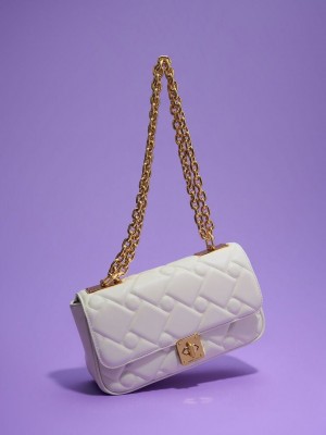 Charles & Keith Tillie Gesteppt Chain Bag Weiß | MCHI30615