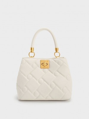 Charles & Keith Tillie Gesteppt Top Handle Bag Weiß | YKCO73594
