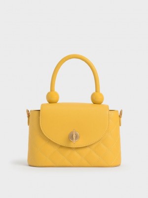 Charles & Keith Top Handle Circle Bag Gelb | ZUSF31984