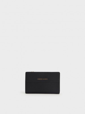 Charles & Keith Top Zip Kurzes Wallet Schwarz | TXMQ46327