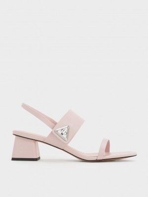 Charles & Keith Trice Metallic Accent Block Heel Sandals Beige | XLAP03745