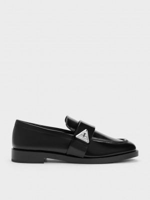 Charles & Keith Trice Metallic Accent Loafers Schwarz | UZGY90124