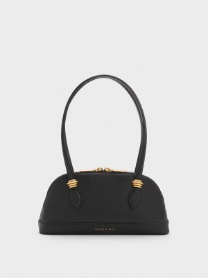 Charles & Keith Trudy Elongated Handle Shoulder Bag Schwarz | IMFY64879