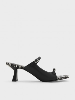Charles & Keith Tweed Double Riemen Absatz Mules Mehrfarbig | WXKU36945
